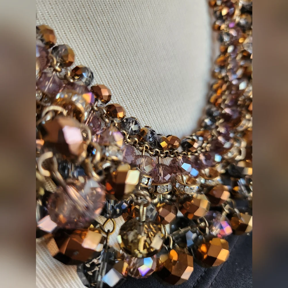 Aurora Borealis Multicolor Crystal Beaded Statement Necklace - Picture 13 of 17